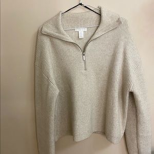 Cream H&M pullover half sip sweater